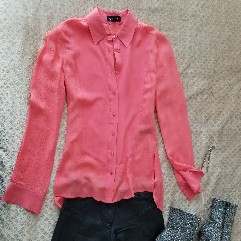 Bebe sheer button up top